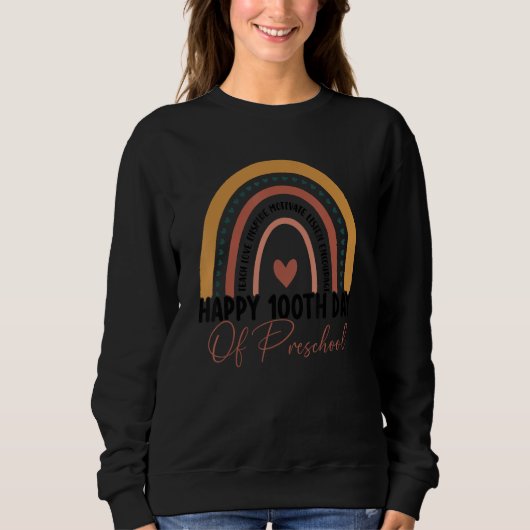 Sweatshirt Enseignant Préscolaire 100e Jour De L'École Boho A (Devant)
