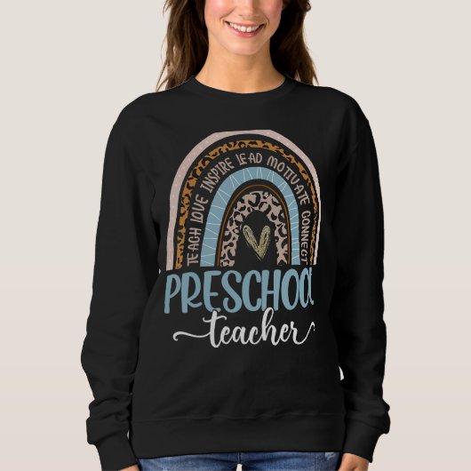 Sweatshirt Enseignant préscolaire Leopard Boho Rainbow Premie (Devant)