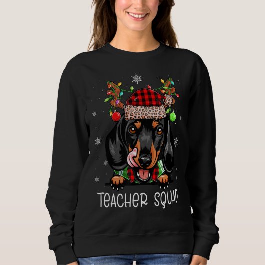 Sweatshirt Enseignant Squad Reindeer Dachshund Funny Enseigna (Devant)