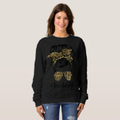 Sweatshirt Enseignant Vie Messager Cheveux Bun Leopard Femmes (Devant entier)