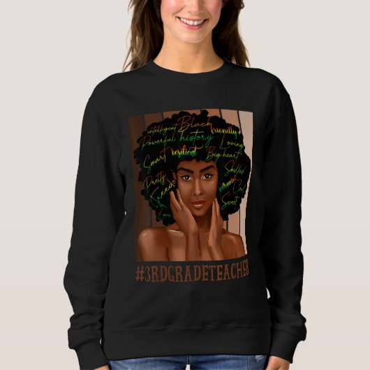 Sweatshirt Enseignante de 3e année Afro Africaine Américaine (Devant)