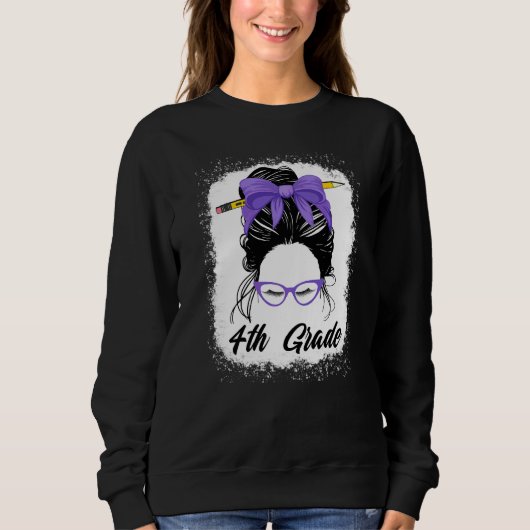Sweatshirt Enseignante de 4e année Chignon Méssy Femmes Viole (Devant)