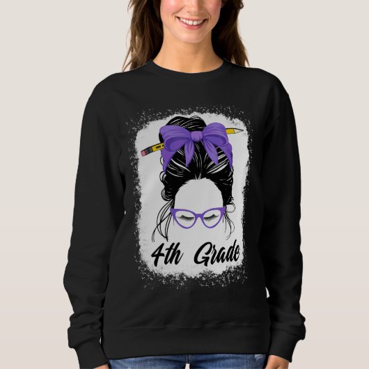 Sweatshirt Enseignante de 4e année Chignon Méssy Femmes Viole (Devant)