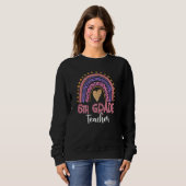 Sweatshirt Enseignante de 5e année Leopard rose Arc-en-ciel R (Devant entier)