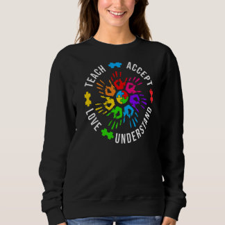 Sweatshirt Enseigner Accepter Comprendre l'amour Mains arc-en