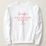 Sweatshirt Enterrement de vie de jeune fille personnalisé min<br><div class="desc">T-shirt personnalisé pour l'enterrement de vie de jeune fille minimal rétro rouge et rose</div>
