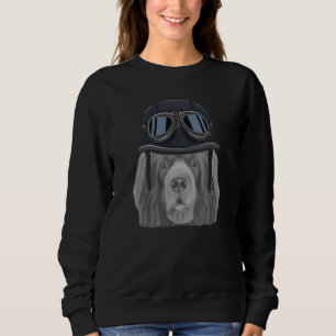 Sweatshirt Épagneul du Sussex portant un casque de moto vinta