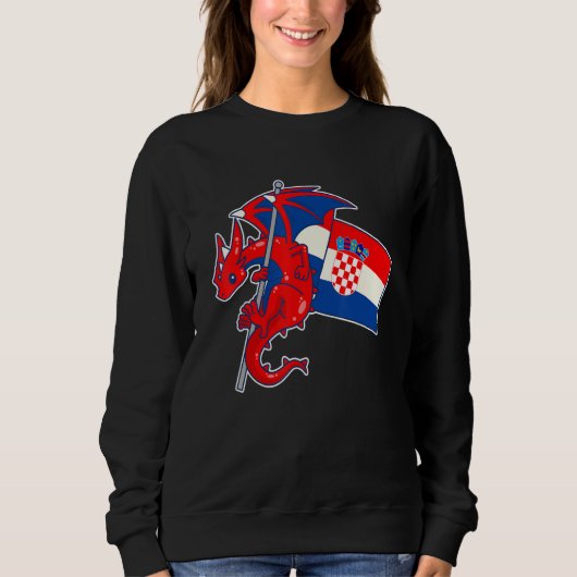 Sweatshirt Epic Dragon With Croatia Flag Croatian (Devant)
