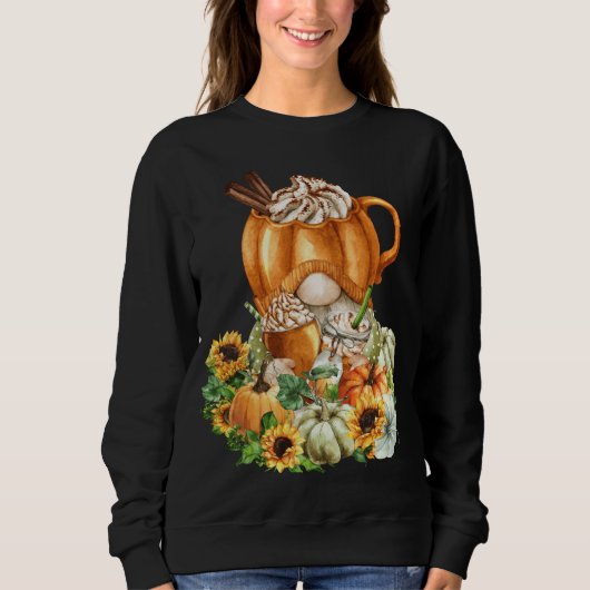 Sweatshirt Épice citrouille Latte Feuille mignonnes Gnomes -  (Devant)