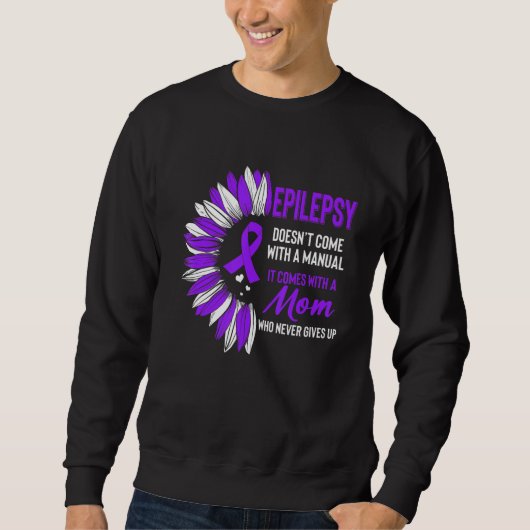 Sweatshirt Epilepsy Awareness Mom Mother Sunflower Purple Rib (Devant)