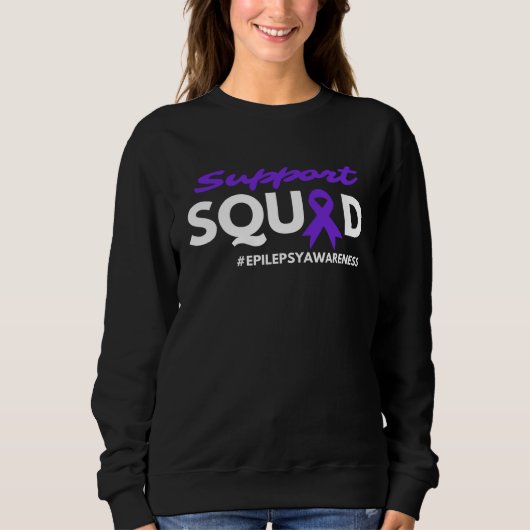 Sweatshirt Epilepsy Awareness Purple Ribbon Support Squad (Devant)