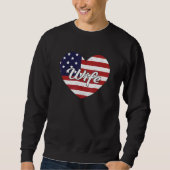Sweatshirt Épouse de pompier rétro drapeau américain US mince (Devant)