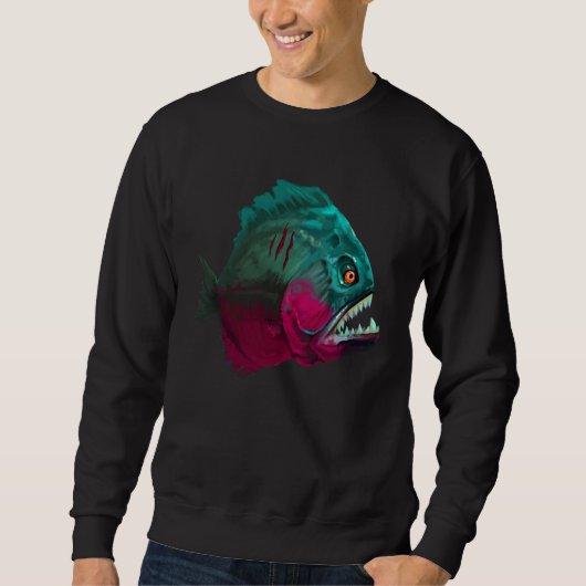 Sweatshirt Épouvantable poisson sanglant zombie Halloween mon (Devant)
