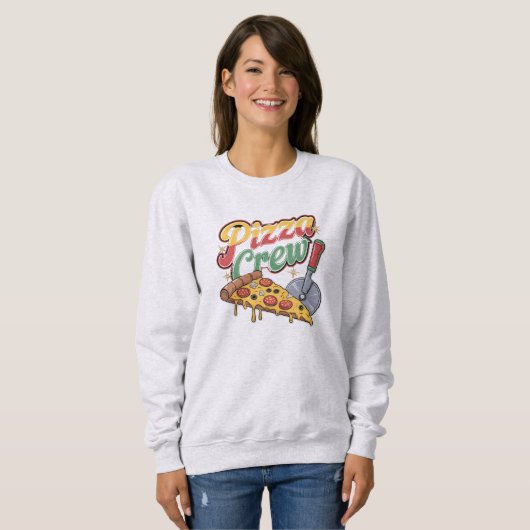 Sweatshirt Équipage de pizza (Devant entier)