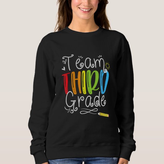 Sweatshirt Équipe 3e Enseignant de 3e année Retour à l'école (Devant)