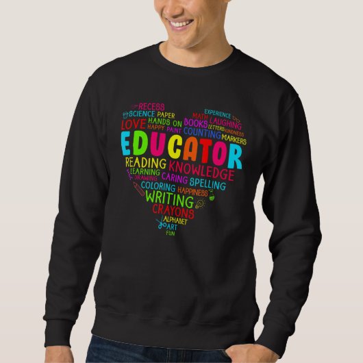 Sweatshirt Équipe Cardiaque Colorée Équipe Éducatrice Premier (Devant)