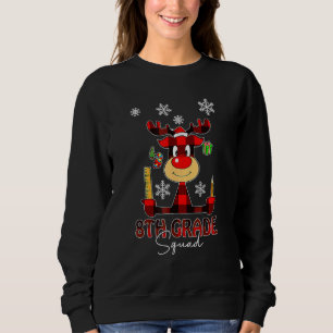 Sweatshirt Équipe de 8e année Chapeau de Père Noël Cerf Plaid