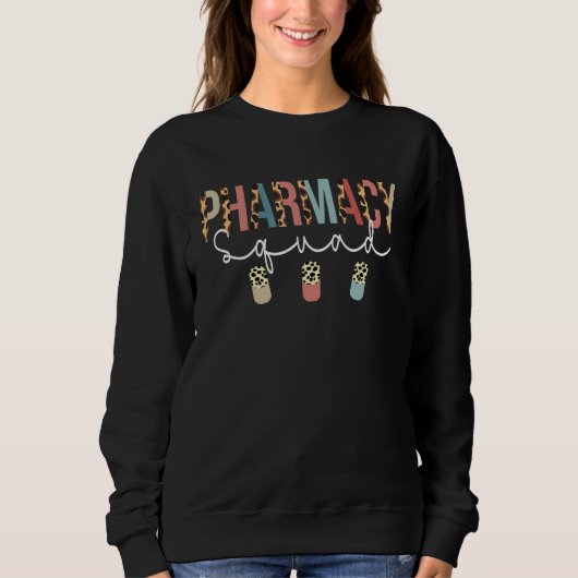 Sweatshirt Équipe De Pharmacie Leopard Pour Technicien Pharma (Devant)