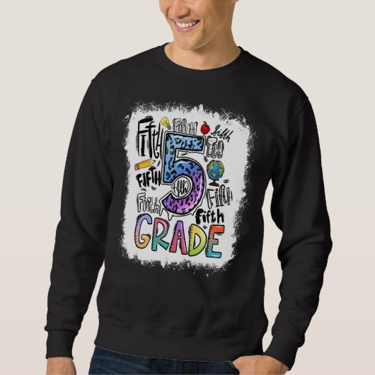 Sweatshirt Équipe de typographie de 5e année Thé de 4e année (Devant)