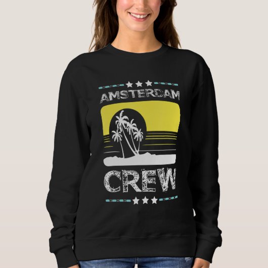 Sweatshirt Équipe de vacances d'équipage Amsterdam Party (Devant)