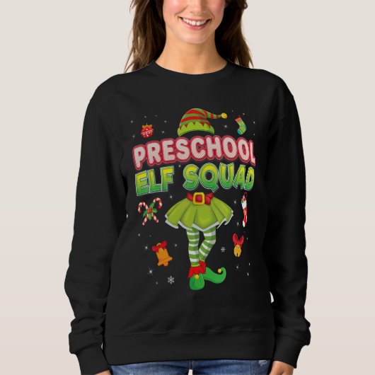 Sweatshirt Équipe d'elfes préscolaire tenue de Noël Père Noël (Devant)