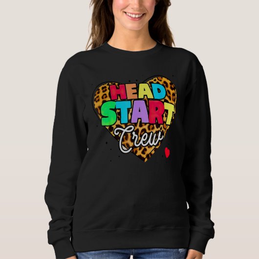 Sweatshirt Équipe Headstart Cœur Léopard Retour à l'école pou (Devant)