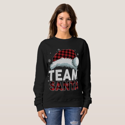 Sweatshirt Équipe Père Noël Buffalo Plaid Correspondant Famil (Devant entier)