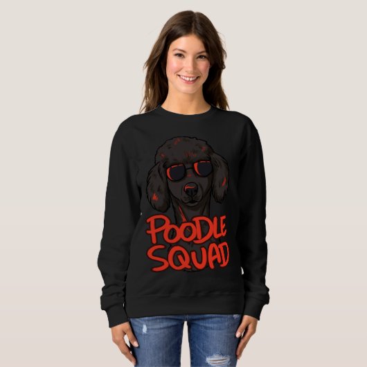 Sweatshirt Escouade de caniche noire (Devant entier)