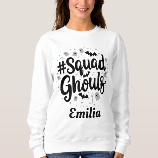 Sweatshirt Escouade moderne Ghouls Halloween Nom personnalisé (Devant)