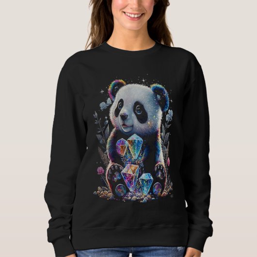 Sweatshirt Esoteric Panda Crystals Cute Illustration  1 (Devant)