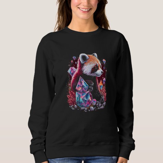Sweatshirt Esoteric Red Panda Pet Art Crystals Cute Illustrat (Devant)