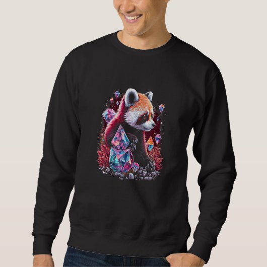 Sweatshirt Esoteric Red Panda Pet Art Crystals Cute Illustrat (Devant)