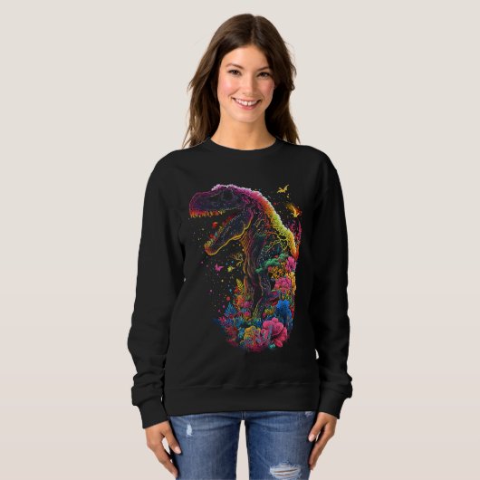 Sweatshirt Esoteric Rex Trex Crystals Cute Illustration  4 (Devant entier)