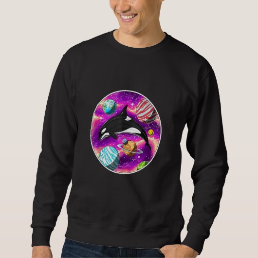 Sweatshirt Espace Orca Baleine Psychédélique Planètes Cosmiqu (Devant)