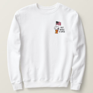 Sweatshirt ESPACE   Snoopy avec astronaute du drapeau