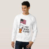 Sweatshirt ESPACE | Snoopy avec astronaute du drapeau (Devant entier)