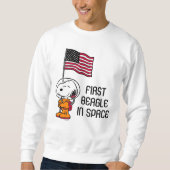Sweatshirt ESPACE | Snoopy avec astronaute du drapeau (Devant)