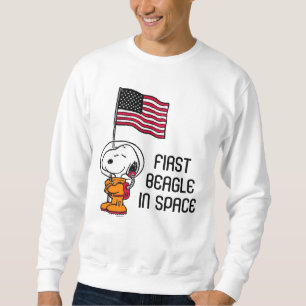 Sweatshirt ESPACE   Snoopy avec astronaute du drapeau