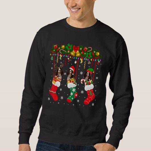 Sweatshirt Espagnol Springer Anglais En Sock Xmas Reindeer Sa (Devant)