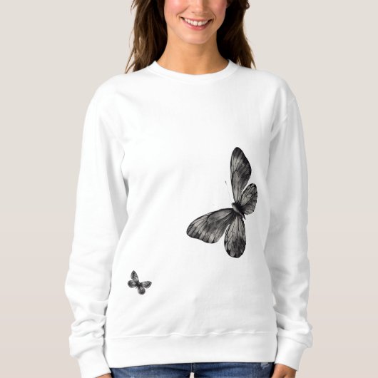 Sweatshirt Essentials of Leisure with/ Butterfly Print - Blan (Devant)