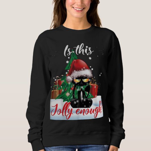 Sweatshirt Est-Ce Que Ce Jolly Assez Grumpy Black Chat Noël L (Devant)