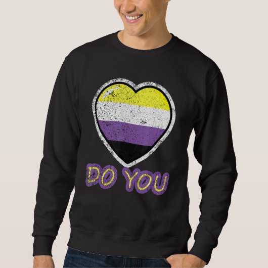 Sweatshirt Est-ce que vous Fierté non binaire Distress Drapea (Devant)