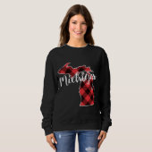 Sweatshirt État Du Michigan Carte Buffalo Plaid Christmas MI  (Devant entier)