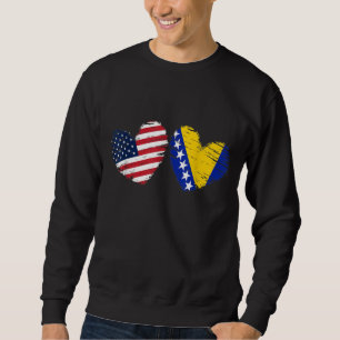 Sweatshirt États-Unis Bosnie-Herzégovine Drapeau Coeur bosnia