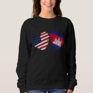 Sweatshirt États-Unis Cambodge Drapeau Coeur Valentines Jour
