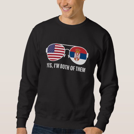 Sweatshirt États-Unis Serbie Drapeau Lunettes de soleil Serbe (Devant)