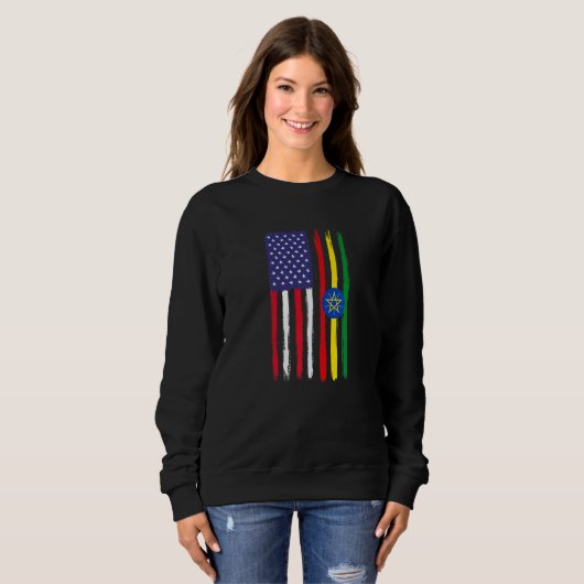 Sweatshirt Éthio patriotique éthiopienne à drapeau semi-améri (Devant entier)