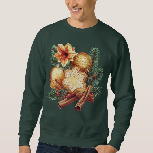 Sweatshirt Étoile de Noël dorée à la cannelle (Devant)