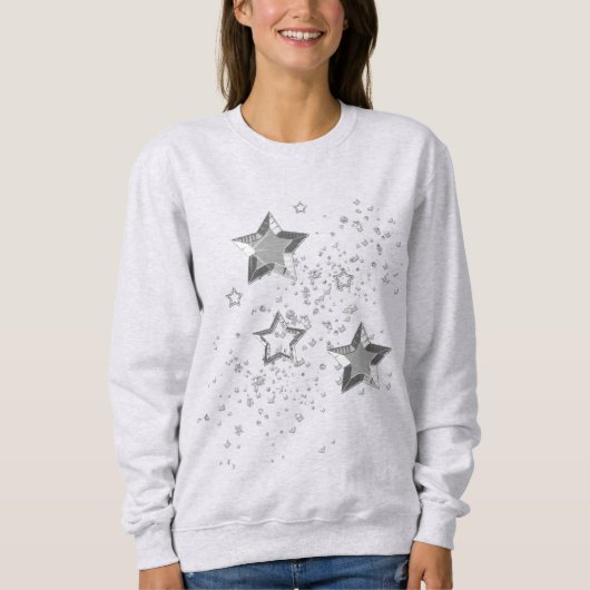 Sweatshirt Étoiles et confettis brillants d'argent (Devant)