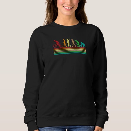 Sweatshirt Évolution du cyclisme humain de style rétro (Devant)